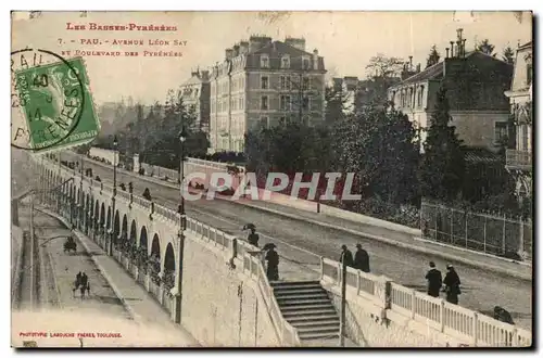 Cartes postales Pau Avenue Leon Say et boulevard des Pyrenees