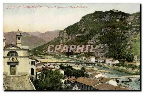 Cartes postales Italie Italia Saluti da Ventimiglia Chiesa S Giovanni e Colle di Siestro