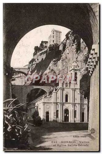 Cartes postales Monaco Vallon et eglise Saint DEvote