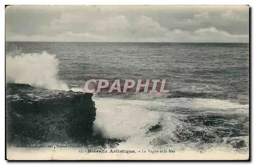 Ansichtskarte AK Biarritz La vague et la mer