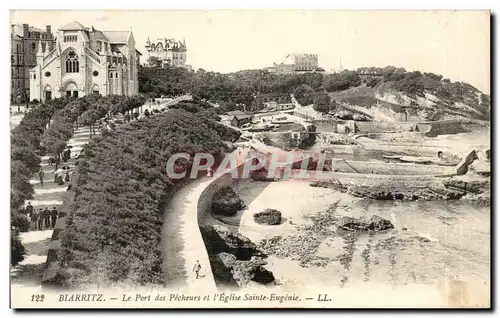 Cartes postales Biarritz Le port des pecheurs et l&#39eglise Sainte Eugenie