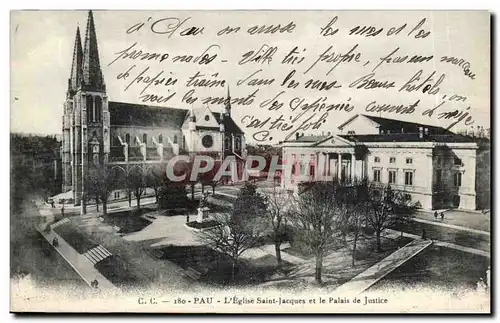 Cartes postales Pau L&#39eglise Saint Jacques et le palais de justice