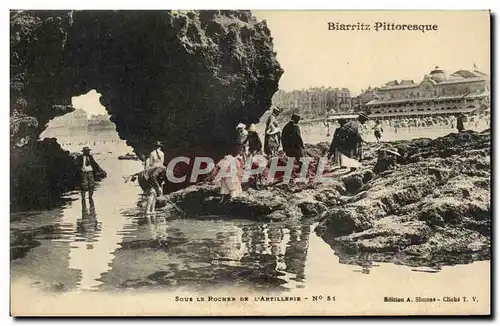 Ansichtskarte AK Biarritz Sous le rocher de l&#39artillerie