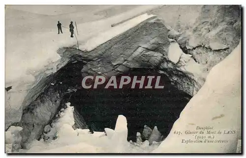 Ansichtskarte AK Dauphine Glacier du Mont de lans Exploration d&#39une crevasse Alpinisme