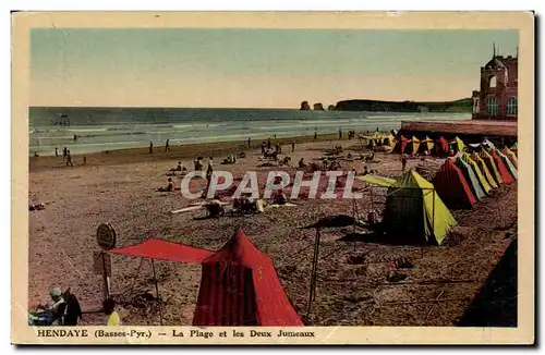 Cartes postales Hendaye La plage et les deux jumeaux