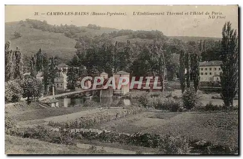 Cartes postales Cambo les Bains l&#39etablissement thermal et l&#39hotel de Paris