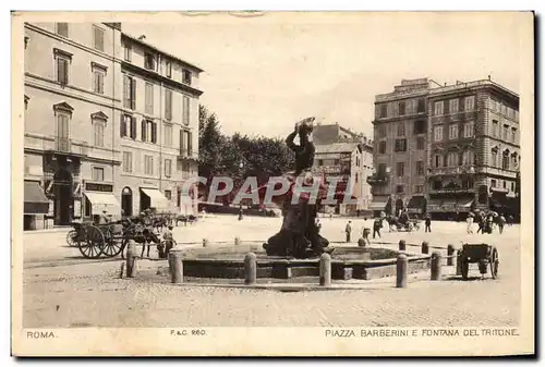 Cartes postales Italie Italia Roma Piazza Berberini e Fontana del Tribune Coiffeur Ane donkey