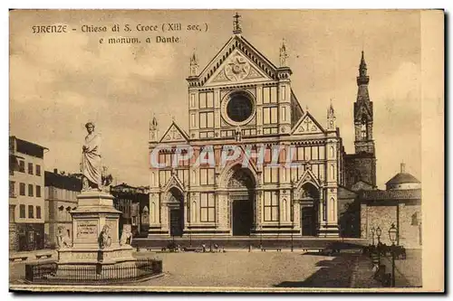 Ansichtskarte AK Italie Italia Firenze Chiesa di S Croce e monum a Dante