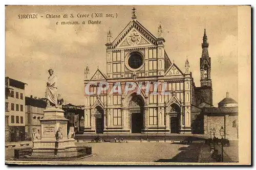 Cartes postales Italie Italia Firenze Chiesa di S Croce e monum a Dante