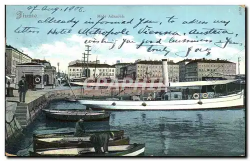 Cartes postales Croatie Croatia Fiume Molo Adamich Bateau