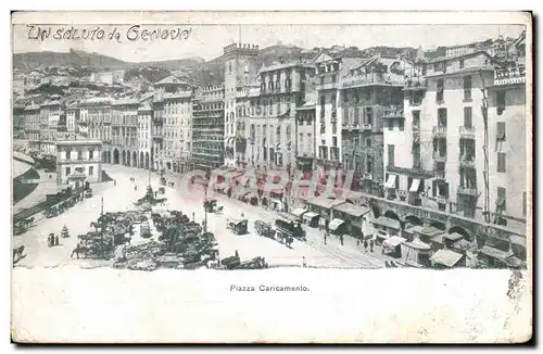 Cartes postales Italie Italia Un saluti de Genova Piazza Caricamento