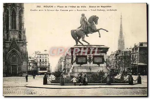 Rouen Ansichtskarte AK Place de l&#39hotel de ville Statue de Napoleon