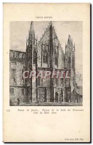 Rouen Cartes postales Palais de justice Pignon de la salle des Procureurs Cote du Midi 1820