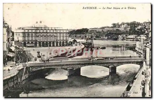 Cartes postales Bayonne Le pont Mayou et le theatre