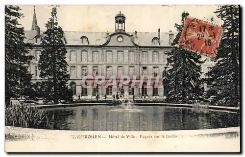 Cartes postales Rouen Hotel de ville facade sur les jardins