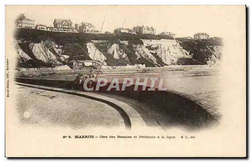 Cartes postales Biarritz Cote des Basques et pecheurs a la ligne