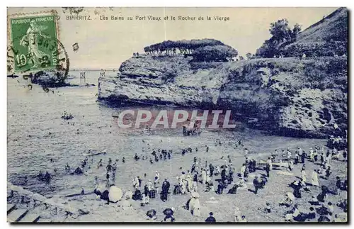 Cartes postales Biarritz Les bains au port Vieux et le rocher de la vierge