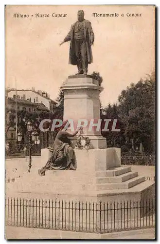 Cartes postales Italie Italia Milano Piazza Cavour Monumento a Cavour