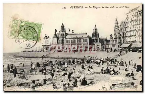 Ansichtskarte AK Ostende La plage et le Kursaal