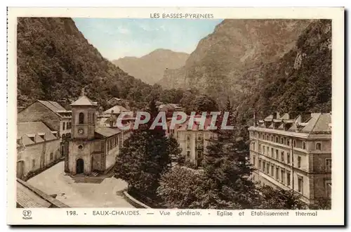 Cartes postales Eaux Chaudes Vue generale Eglise et etablissement thermal