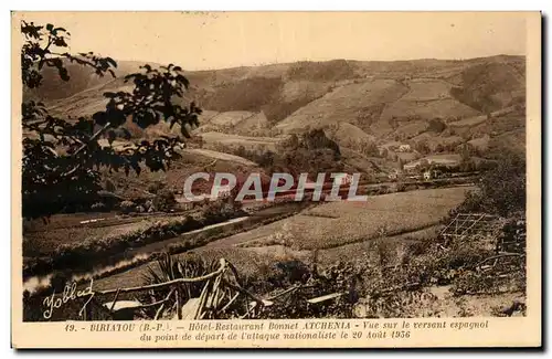 Cartes postales Biriatou Hotel Restaurant Bonnet Atchenia Vue sur le versant espagnol du point de depart de l