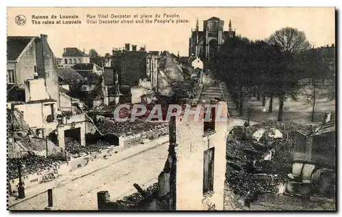 Cartes postales Belgique Louvain Rue Vital Decoster et place du peuple