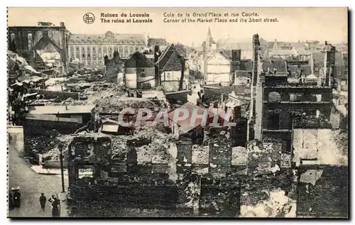 Cartes postales Belgique Louvain Coin de la grand place et rue Courte