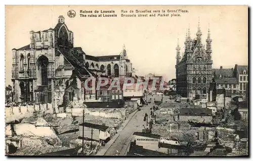 Cartes postales Belgique Louvain Ruines Rue de Bruxelles vers la grand place