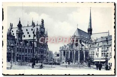 Cartes postales Belgique Louvain place Foch et eglise St Pierre