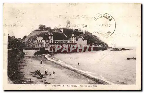 Ansichtskarte AK Granville La plage le casino et le Roc