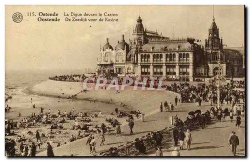 Cartes postales Belgique Ostende La digue devant le casino