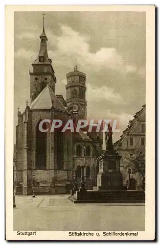 Cartes postales Stuttgart Stiftkirche Schillerdenkmal