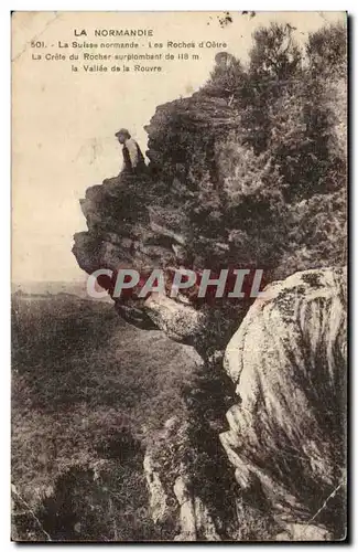 Cartes postales La Suisse Normande Les roches d&#39Oetre La crete du rocher La vallee de la Rouvre