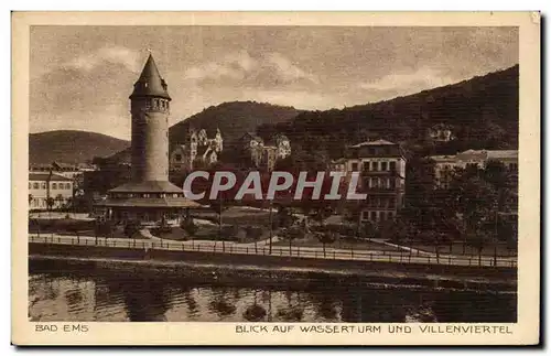 Cartes postales Bad Ems Blick auf Wasserturm und Villenviertel