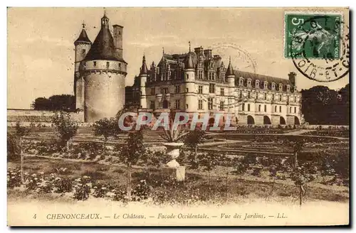 Cartes postales Chenonceaux Le chateau Vue des jardins