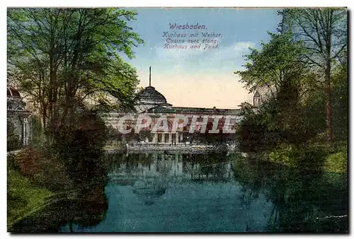 Cartes postales Wiesbaden Kurhaus mit Weiher