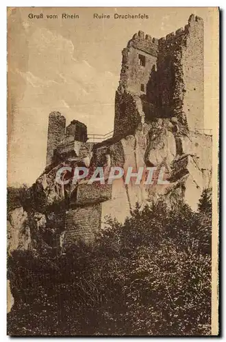 Ansichtskarte AK Gruss vom Rhein Ruine Drachenfels