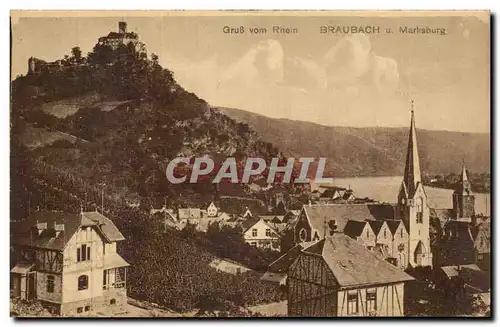 Cartes postales Gruss vom Rhein Braubach u Marksburg