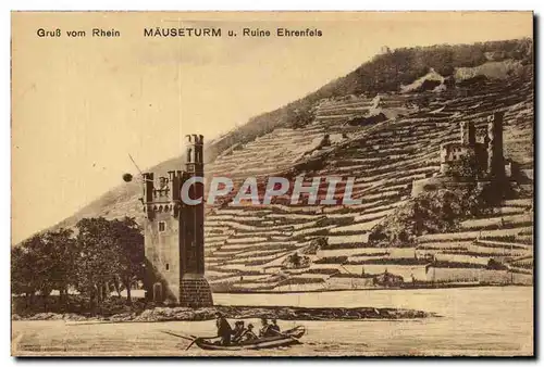 Ansichtskarte AK Gruss vom Mauseturm u Ruine Ehrenfels