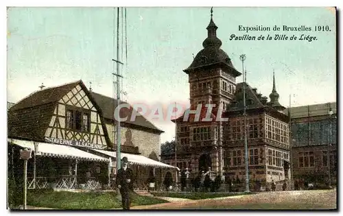 Cartes postales Bruxelles Exposition de 1910 Pavillon de la ville de Liege Taverne alsacienne