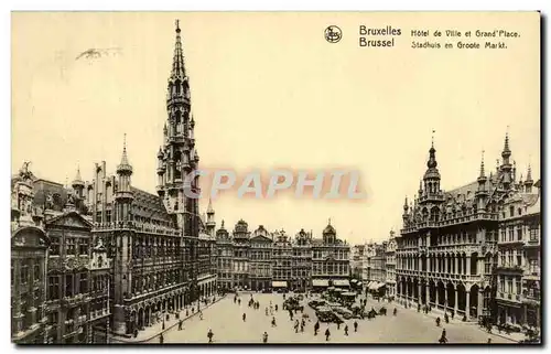 Cartes postales Bruxelles Hotel de ville et grand place