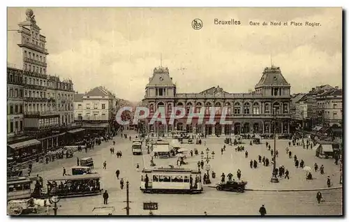 Cartes postales Bruxelles Gare du Nord et Place Rogier