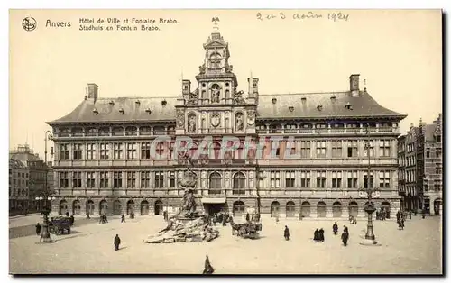 Ansichtskarte AK Belgique Anvers Hotel de ville et fontaine Brabo