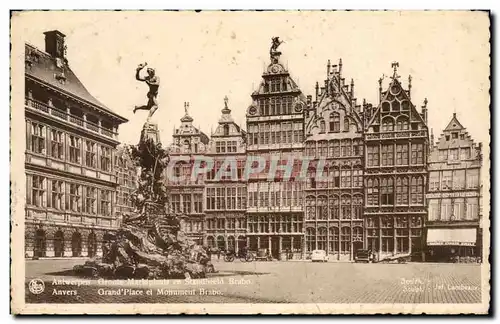 Ansichtskarte AK Belgique Anvers Grand place et monument Brabo