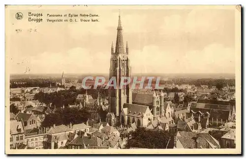 Cartes postales Bruges Panorama et eglise Notre Dame