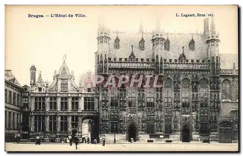 Cartes postales Belgique Bruges Hotel de ville