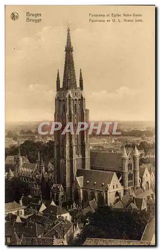Cartes postales Belgique Bruges Panorama et eglise Notre Dame