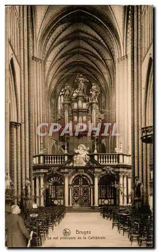 Cartes postales Belgique Bruges La nef principale de la cathedrale