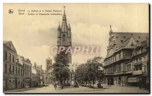 Cartes postales Gand Le beffroi et le theatre flamand