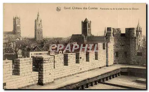 Cartes postales Gand Chateau des comtes Panorama vu de la plateforme du donjon